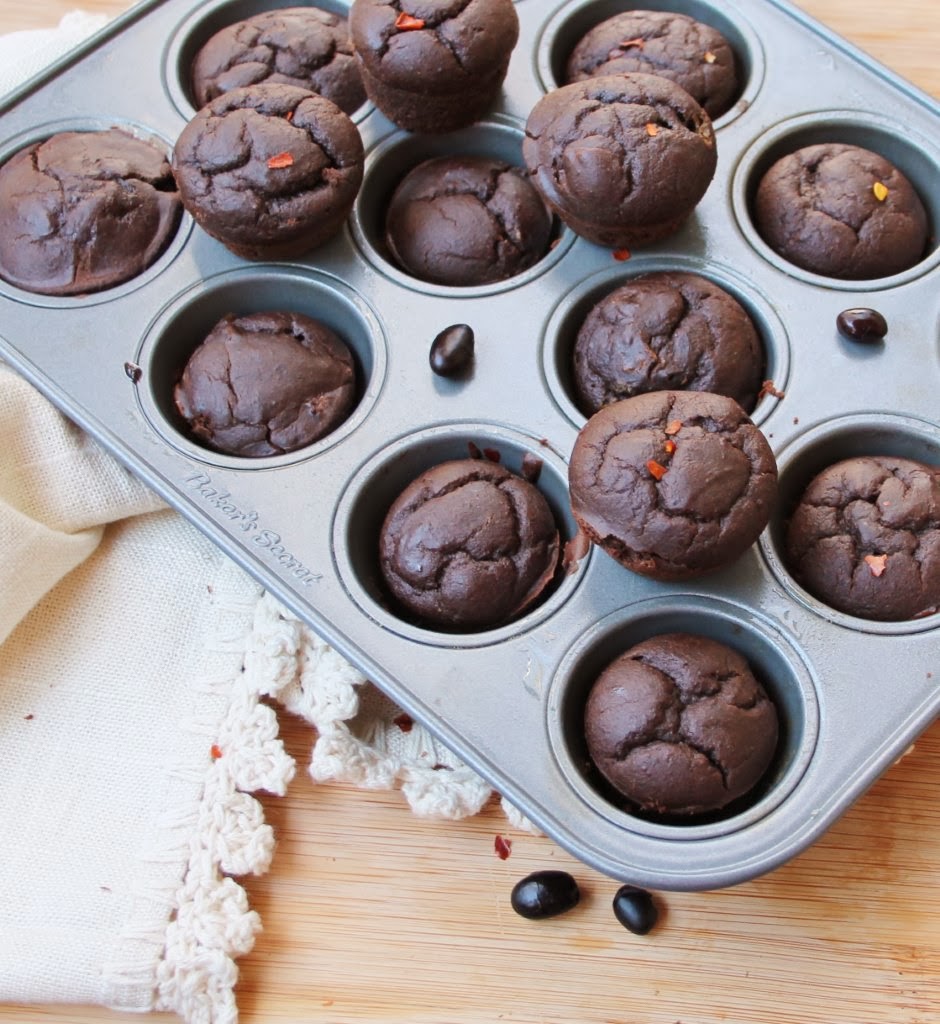 Flourless Black Bean Chocolate Chili Muffins - Inspired Edibles